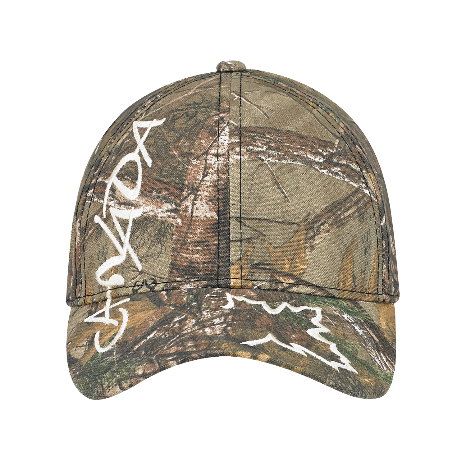Brushed Polycotton Realtree XTRA® 6 Panel Constructed Full-Fit (Canada) Buckram laminated front panels with Pro-Stitch Pre-curved peak Black underpeak Self cloth/elastic back strap with tuck-in end and velcro closure (S28) Brushed Polycotton Realtree XTRA®