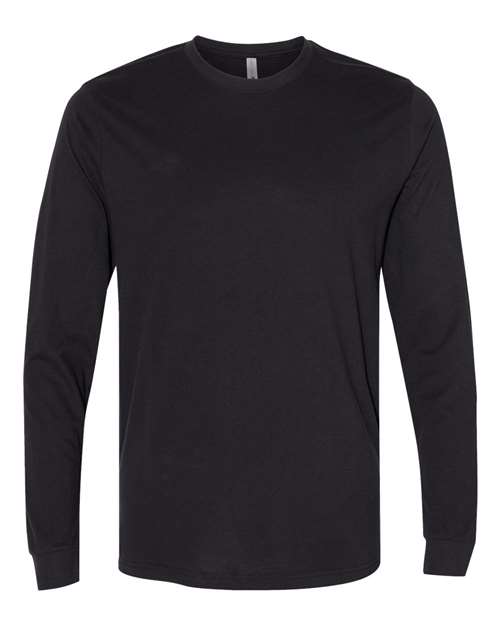 Unisex Sueded Long Sleeve T-Shirt — Black (front) Unisex Sueded Long Sleeve T Shirt