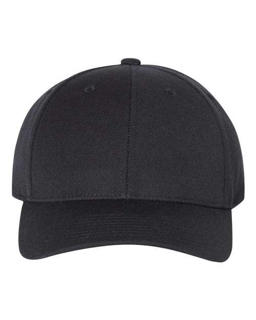 Premium Curved Bill Snapback Cap — Black (front) Premium Curved Bill Snapback Cap