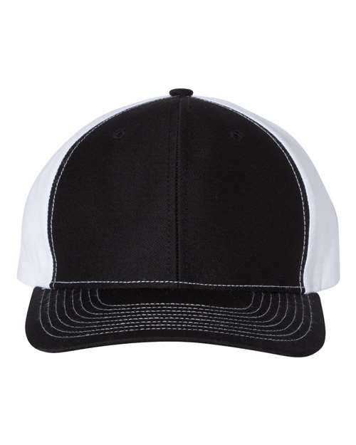 Twill Back Trucker Cap — Black/ White (front) Twill Back Trucker Cap