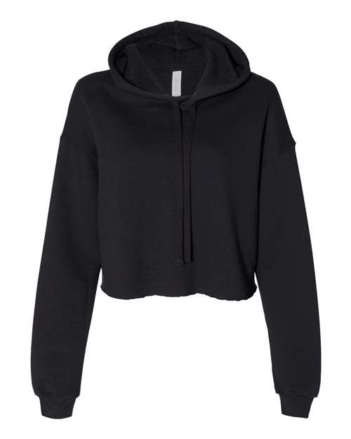 Women’s Crop Fleece Hoodie Sweatshirt — Black (front) Women's Crop Fleece Hoodie Sweatshirt - Image 1