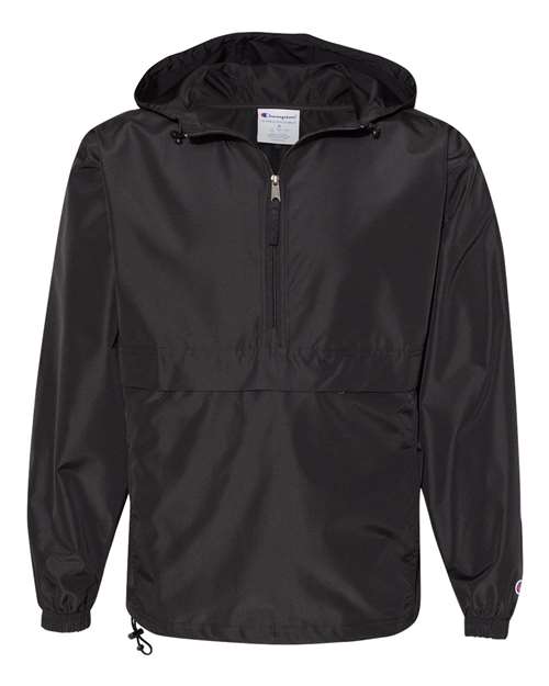 Unisex Packable Anorak Jacket — Black (front) Unisex Packable Anorak Jacket