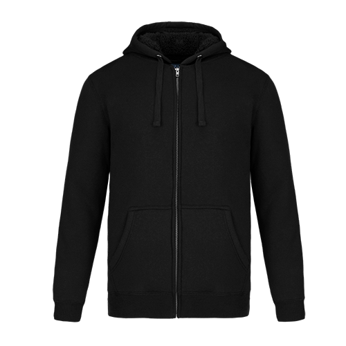 Adult Full-Zip Hooded Sweatshirt w/ Sherpa Fleece — Black Adult Full Zip Hooded Sweatshirt W/ Sherpa Fleece