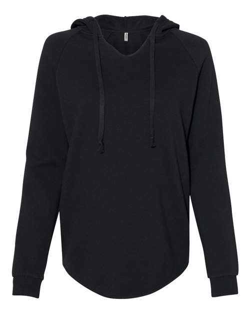 Women’s Lightweight California Wave Wash Hooded Sweatshirt — Black (front) Women’s Lightweight California Wave Wash Hooded Sweatshirt