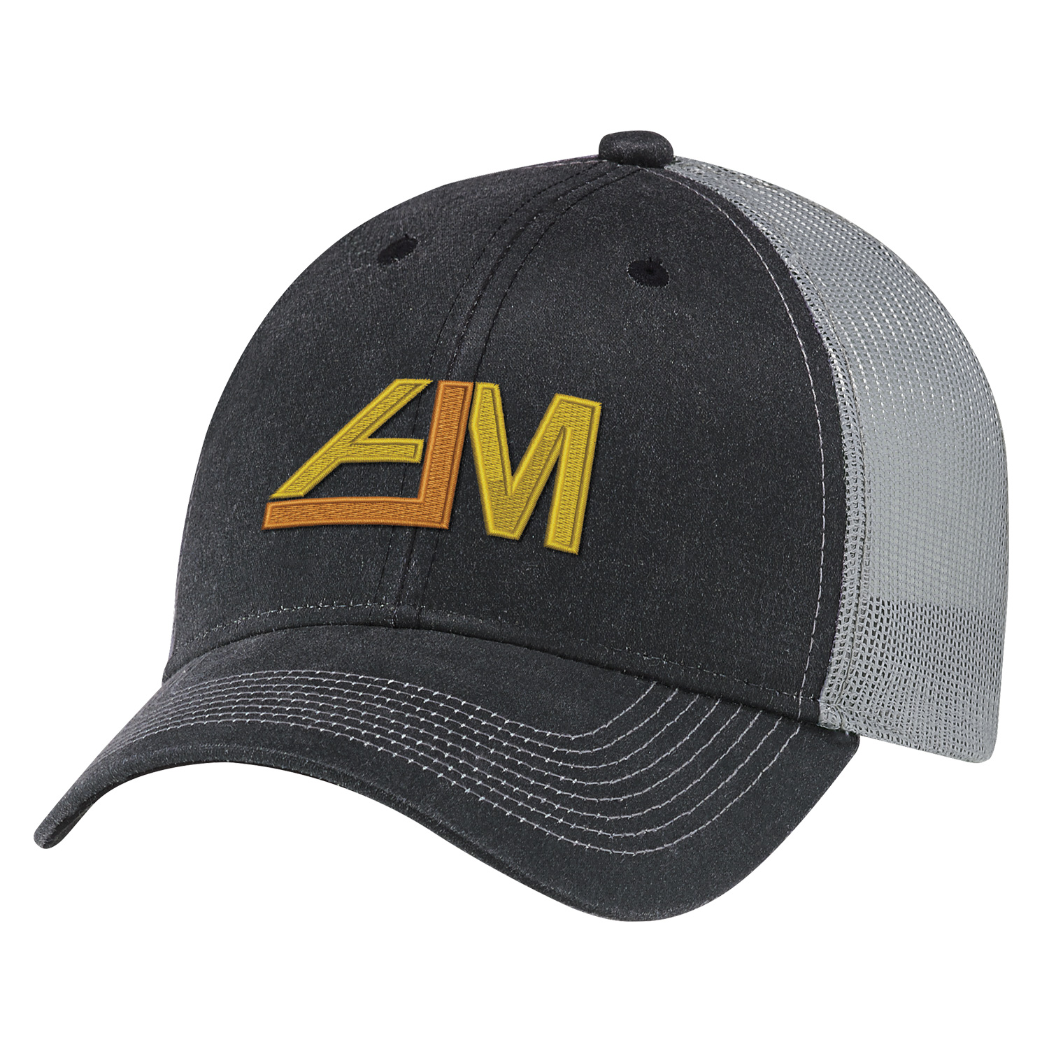 Weathered Polycotton / Soft Polyester Mesh 6 Panel Constructed Full-Fit (Mesh Back) Buckram laminated front panels with Pro-Stitch Pre-curved peak with 8 rows of stitching (P1) Plastic adjustable back strap (S1) Weathered Polycotton / Soft Polyester Mesh 6 Panel Constructed Full Fit (Mesh Back)