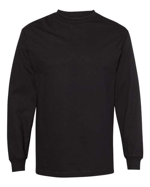 Unisex Heavyweight Cotton Long Sleeve Tee — Black (front) Unisex Heavyweight Cotton Long Sleeve Tee