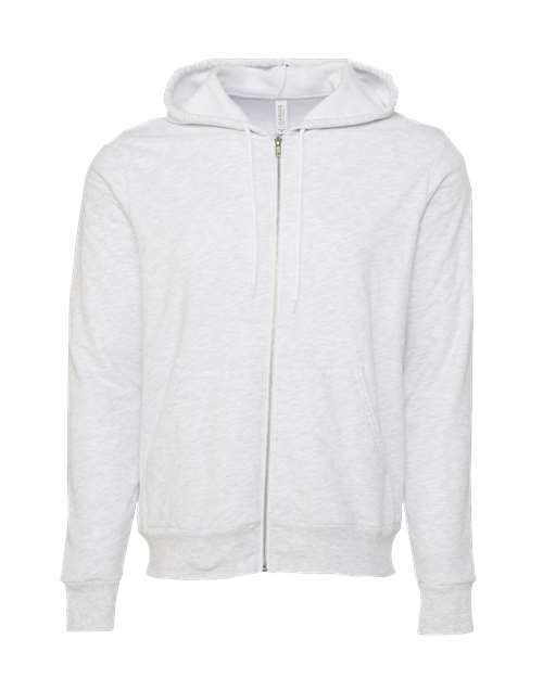 Unisex Sponge Fleece Full-Zip Hoodie Sweatshirt — Ash (front) Unisex Sponge Fleece Full Zip Hoodie Sweatshirt