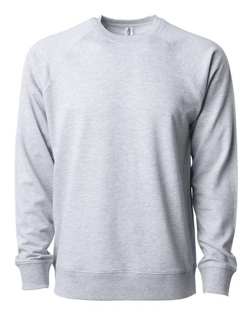 Unisex Icon Lightweight Loopback Terry Crewneck Sweatshirt — Athletic Heather (front) Unisex Icon Lightweight Loopback Terry Crewneck Sweatshirt