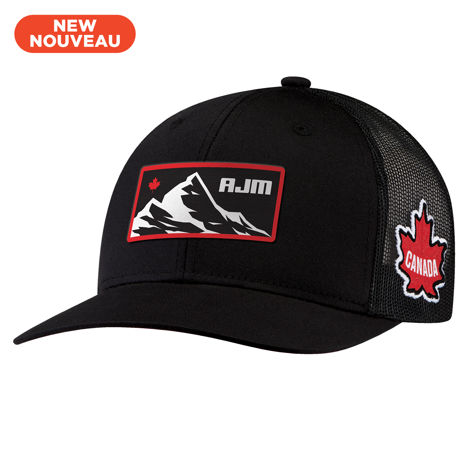 Polycotton / Polyester Mesh 6 Panel Constructed Pro-Round (Canada, Mesh Back) Deluxe buckram laminated front panel with Pro-Stitch Slightly-curved peak with 8 rows of stitching Contrast colour underpeak with Canada screenprint Canada Maple Leaf Woven Patch on Left Side Panel Plastic adjustable back strap (S1) Polycotton / Polyester Mesh 6 Panel Constructed Pro Round (Canada, Mesh Back)