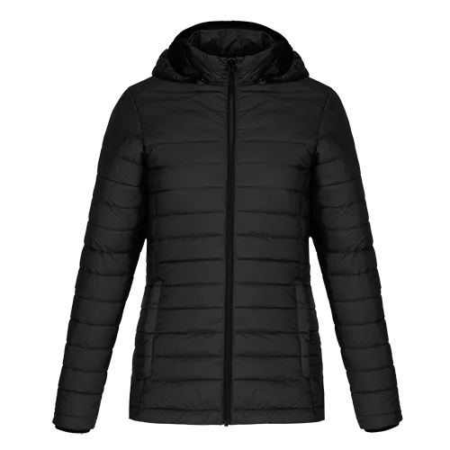 Ladies Lightweight Puffy Jacket With Detachable Hood