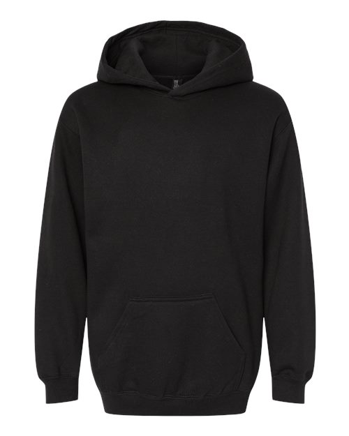 Youth Fleece Pullover Hoodie — Black (front) Youth Fleece Pullover Hoodie - Image 1