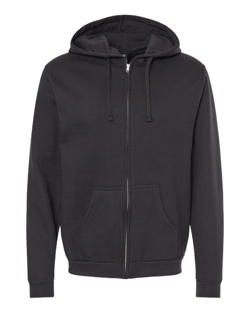 Unisex Zipper Fleece Hoodie — Black (front) Unisex Zipper Fleece Hoodie - Image 1