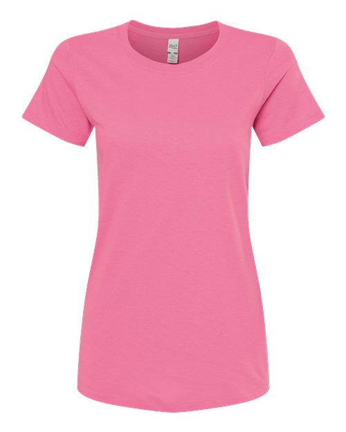 Women’s Gold Soft Touch T-Shirt — Azalea (front) Women’s Gold Soft Touch T Shirt