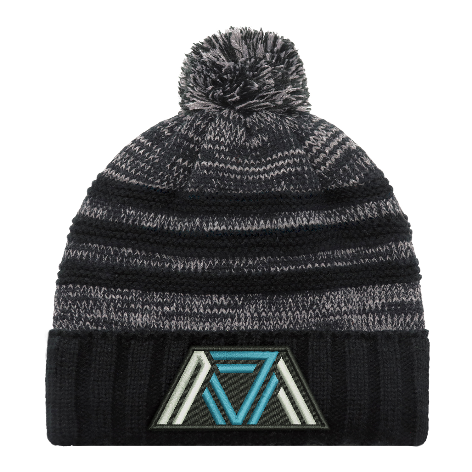 Acrylic / Polyester Micro Fleece Cuff Toque (Pom Pom 8cm) Marl Stripe jersey knit / Chunky knit Polyester micro fleece lining Acrylic / Polyester Micro Fleece Cuff Toque (Pom Pom 8cm)