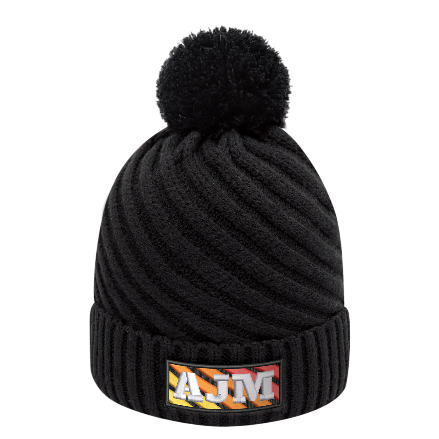 Acrylic Cuff Toque (Pom Pom 8cm) Jacquard cable knit Acrylic Cuff Toque (Pom Pom 8cm)