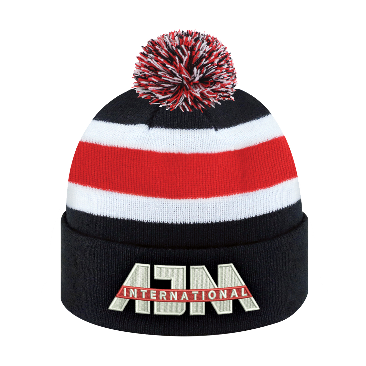 Acrylic Cuff Toque (Pom Pom 8cm, Junior) Stripe rib knit Acrylic Cuff Toque (Pom Pom 8cm, Junior)