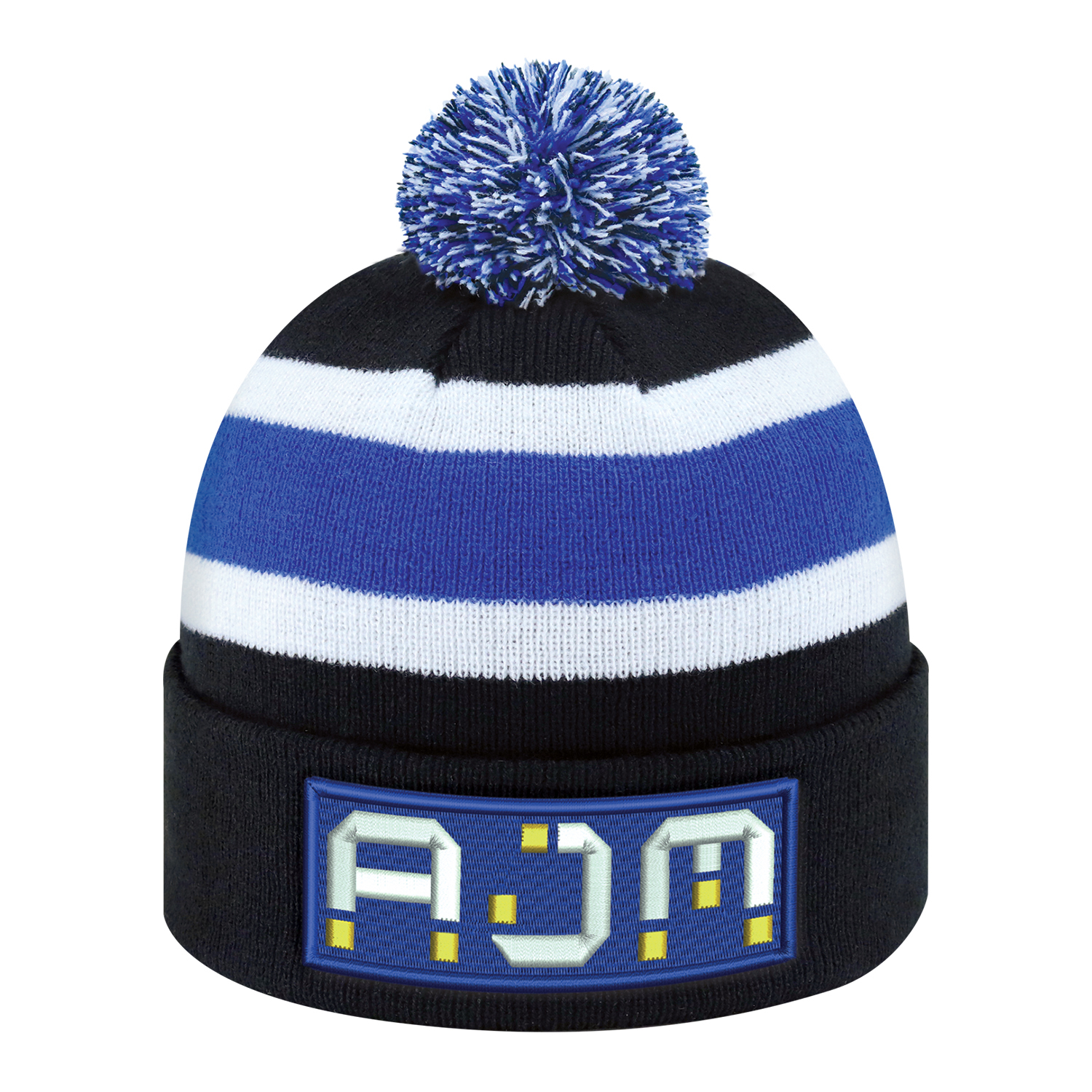 Acrylic Cuff Toque (Pom Pom 8cm) Stripe rib knit Acrylic Cuff Toque (Pom Pom 8cm)