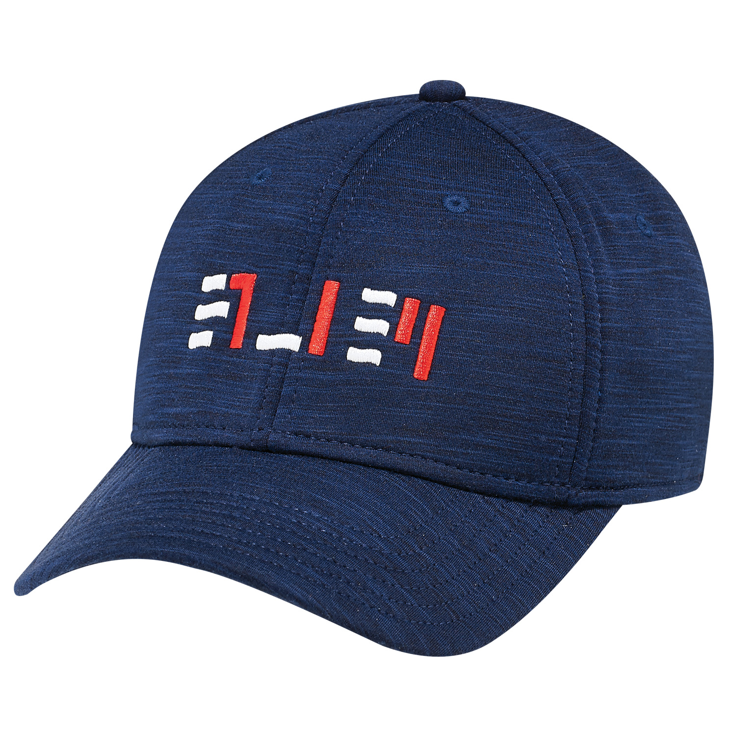 Polyester Marl & Spandex 6 Panel Constructed Contour (A-Class, A-Flex) Deluxe buckram laminated front panels with complete Pro-Stitch Pre-curved peak with 6 rows of stitching (P1) Fitted back (S12) with elasticized sweatband Polyester Marl & Spandex 6 Panel Constructed Contour (A Class, A Flex)