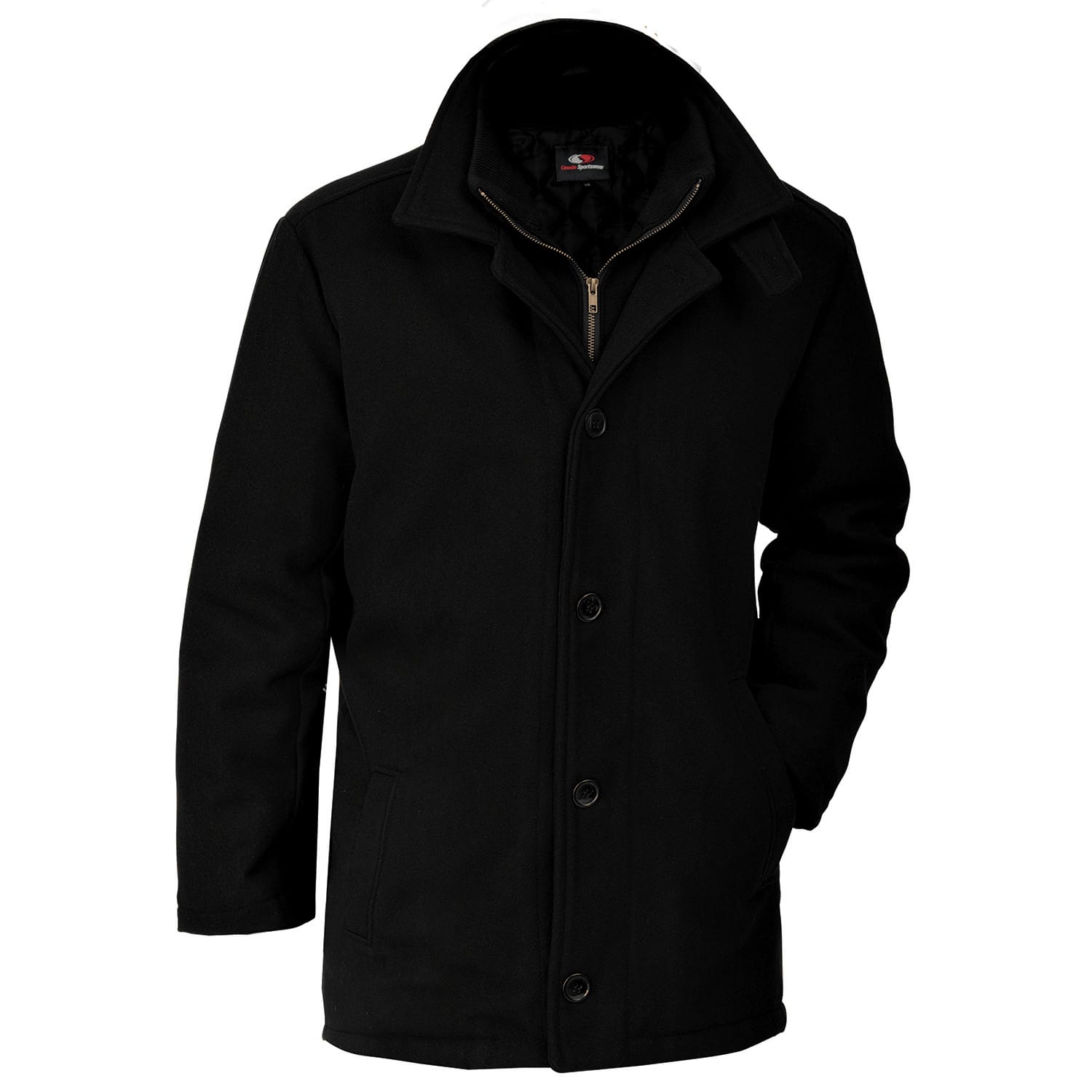 Men’s Melton Insulated Peacoat — Black Men's Melton Insulated Peacoat - Image 1