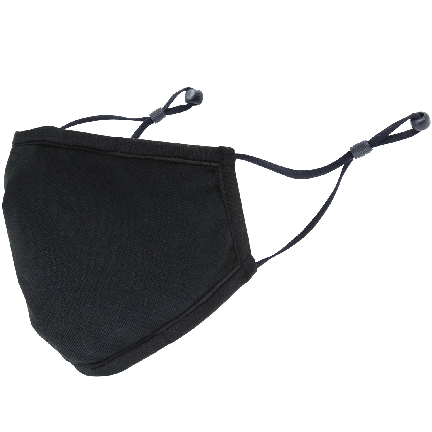 Face Mask 95% Cotton / 5% Spandex 3 Layers (2 layers + non-removable polyester filter) Built-in metal nose clip — Reusable / Washable Adjustable elastic ear loops with slider & stopper One size fits all For non-medical use - Final sale Face Mask