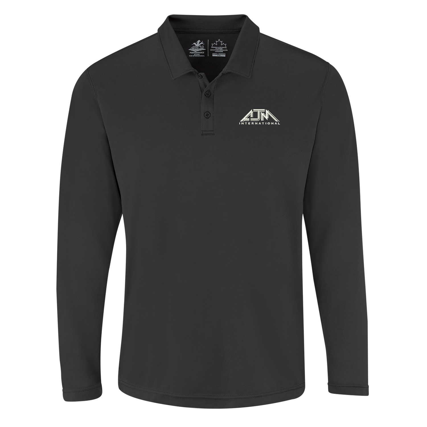 Men's Performance Long Sleeve Polos 100% Polyester Pique Knit 155g/m2 - 4 5oz/yd2 3 Button Placket Antibacterial :: Easy Care Fade Resistant :: Moisture Wicking No Curl Collar :: Snag Resistant Men’s Performance Long Sleeve Polos