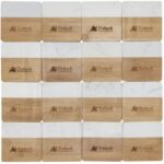 Marble and Bamboo Coaster Set