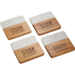Marble and Bamboo Coaster Set