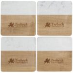 Marble and Bamboo Coaster Set