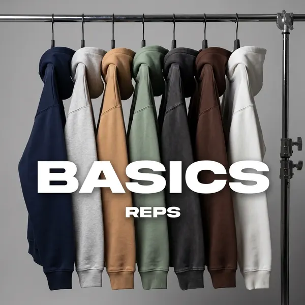 Premium hoodies arranged by colour